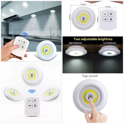 3 Pcs Led Sensor Cabinet Night Lights With Remote Control