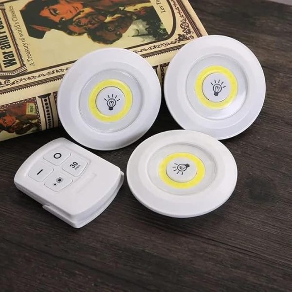 3 Pcs Led Sensor Cabinet Night Lights With Remote Control